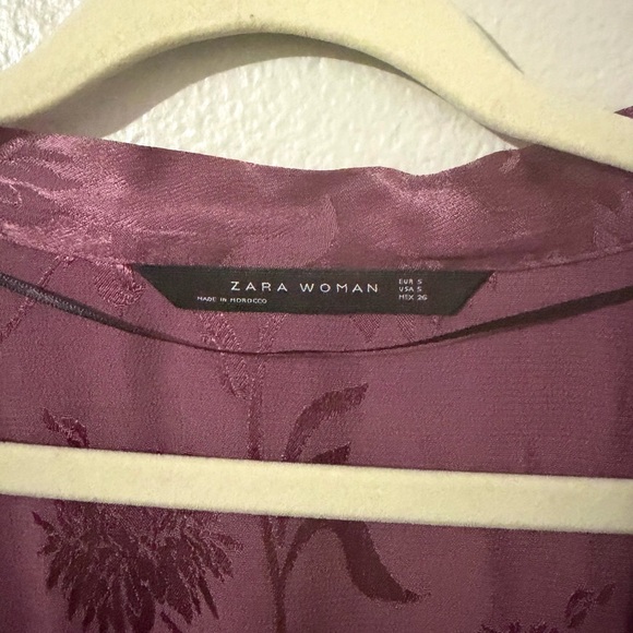 Zara Woman Jacquard Purple Floral Robe Small - Picture 4 of 4